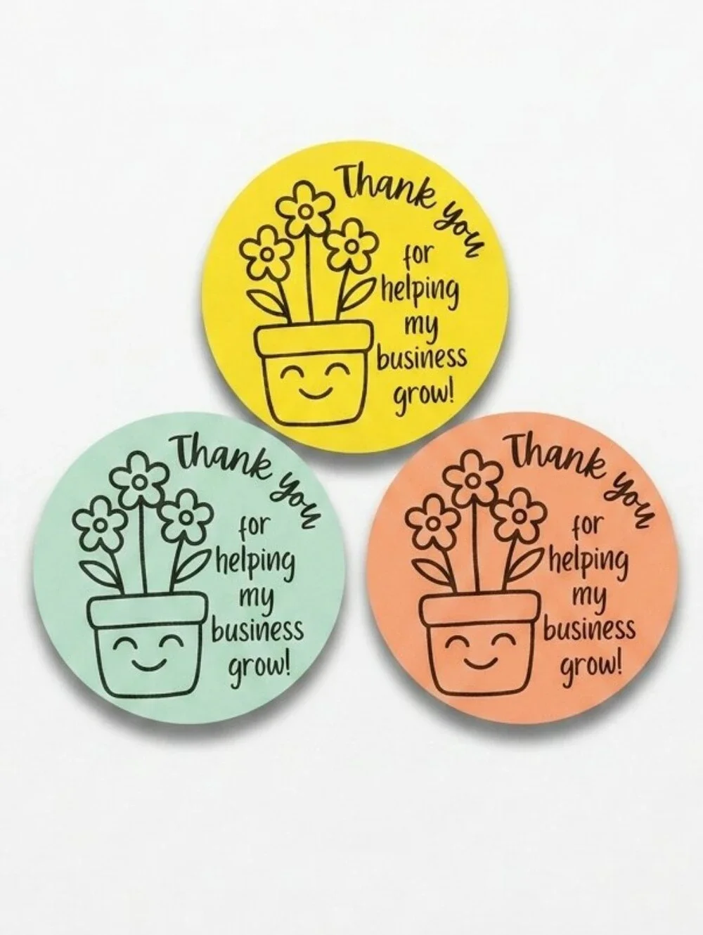 3/$15 50ct Thank You Stickers 2” Round Pastel Mint Yellow Peach Packaging Labels